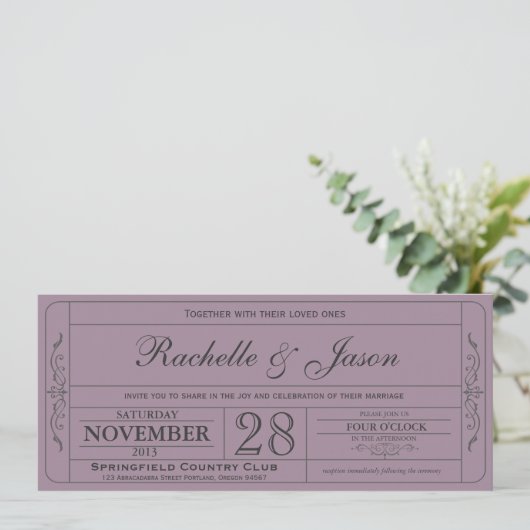Invitation de billets de mariage vintage (Debout devant)