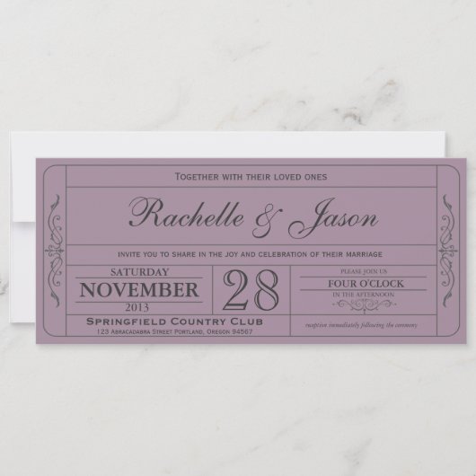 Invitation de billets de mariage vintage (Devant)