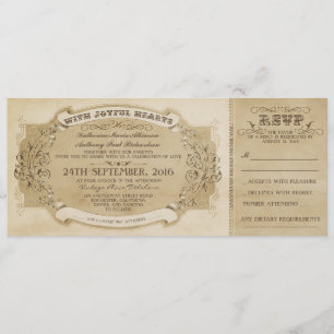 INVITATION DE BILLETS DE MARIAGE VINTAGE AVEC RSVP