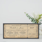 Invitation de billets de mariage vintage avec RSVP (Debout devant)