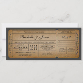 Invitation de billets de mariage vintage avec RSVP