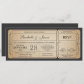 Invitation de billets de mariage vintage avec RSVP (Devant / Derrière)