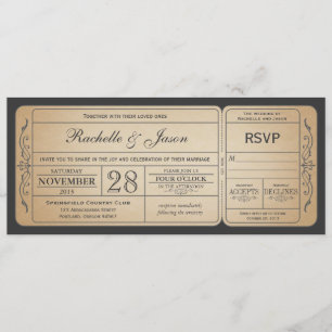 Invitation de billets de mariage vintage avec RSVP