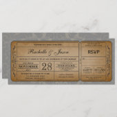 Invitation de billets de mariage vintage avec RSVP (Devant / Derrière)