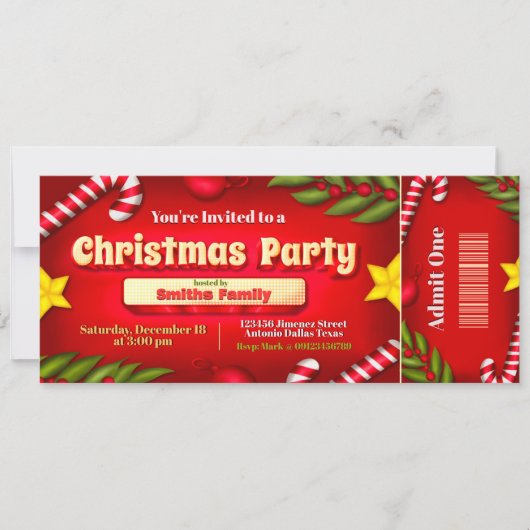 Invitation de billets de Noël (Devant)