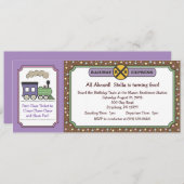 Invitation de billets de train - Violet et Brown (Devant / Derrière)