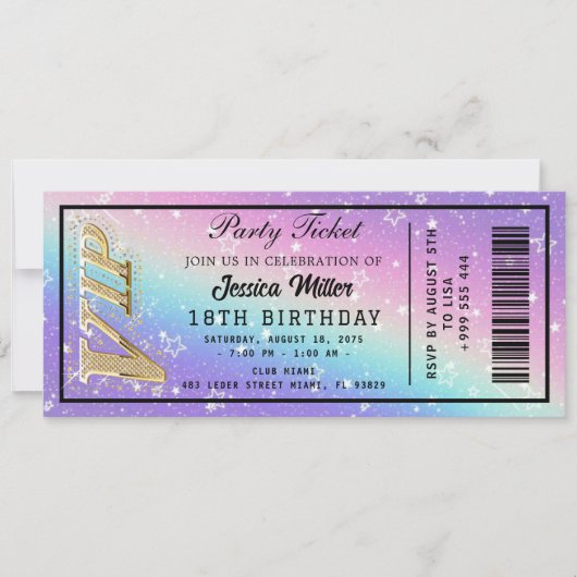 Invitation de billets Golden Party (Devant)