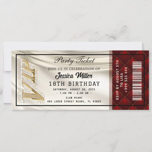 Invitation de billets Golden Party (Devant)