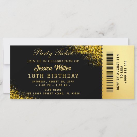 Invitation de billets Golden Party (Devant)