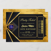 Invitation de billets Golden Party (Devant / Derrière)
