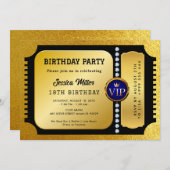 Invitation de billets Golden Party (Devant / Derrière)