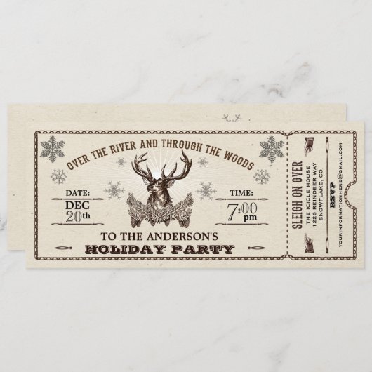 Invitation de billets pour la fête de Noël de Rein (Devant / Derrière)