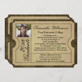 Invitation de billets vintage pour un diplôme univ (Devant / Derrière)