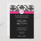 Invitation de Black and Hot Pink Mariage damassé (Devant)