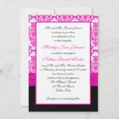 Invitation de Black and Hot Pink Mariage damassé (Dos)