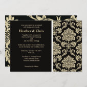 Invitation de Black and Ivory Mariage damassé (Devant / Derrière)
