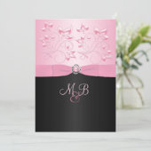 Invitation de Black and Pink Pearl Loveknot Floral (Debout devant)