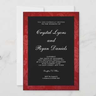 Invitation de Black and Red Mariage damassé