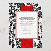 Invitation de Black and Red Mariage damassé (Devant / Derrière)