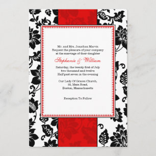 Invitation de Black and Red Mariage damassé