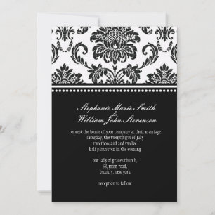 Invitation de Black and White Mariage damassé