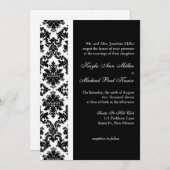 Invitation de Black and White Mariage damassé (Devant / Derrière)