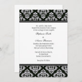 Invitation de Black and White Mariage damassé (Devant / Derrière)