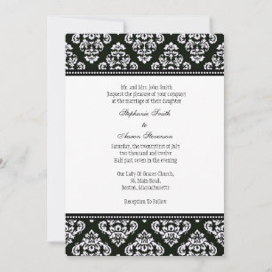 Invitation de Black and White Mariage damassé