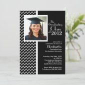 Invitation de Black Chevron Photo Graduation Party (Debout devant)
