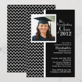 Invitation de Black Chevron Photo Graduation Party (Devant / Derrière)