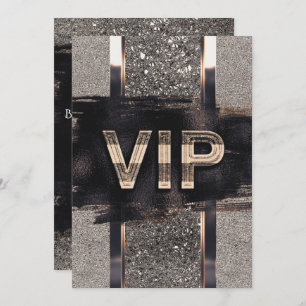 Invitation de Black & Faux Metallic VIP Party
