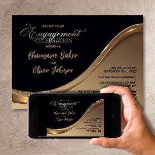 Invitation de Black Gold Engagement Party