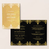 Invitation de Black Gold Mariage damassé style ind (Affichage)