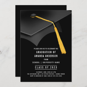 Invitation de Black Grad Casquette Black Graduatio