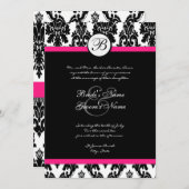 Invitation de Black Hot Pink Mariage damassé (Devant / Derrière)