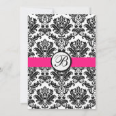 Invitation de Black Hot Pink Mariage damassé (Dos)