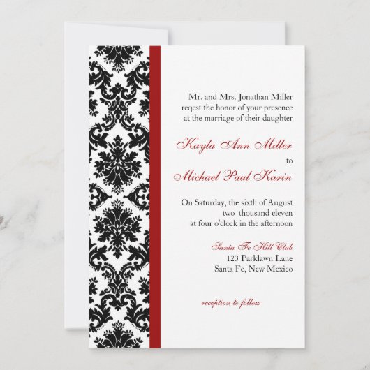 Invitation de Black Mariage damassé (Devant)