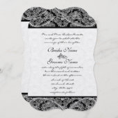 Invitation de Black Paisley Mariage damassé (Devant / Derrière)