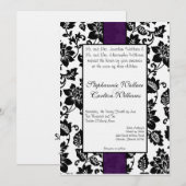 Invitation de Black/Purple Floral Mariage damassé (Devant / Derrière)