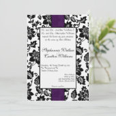 Invitation de Black/Purple Floral Mariage damassé (Debout devant)