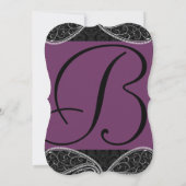 Invitation de Black Purple Paisley Mariage damassé (Dos)
