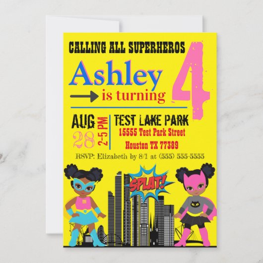 Invitation de Black Superhero (Devant)