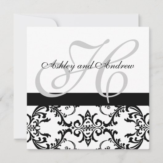 Invitation de Black Swirl Mariage damassé (Devant)