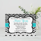 Invitation de Black Turquoise Damask Chevron (Debout devant)