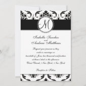 Invitation de Black Vintage Mariage damassé (Dos)