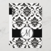 Invitation de Black Vintage Mariage damassé (Devant / Derrière)
