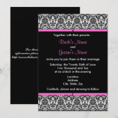 Invitation de Black & White Mariage damassé (Devant / Derrière)