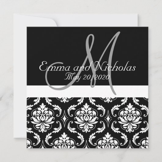 Invitation de Black White Mariage damassé (Devant)