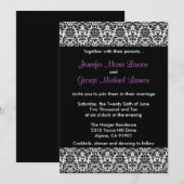 Invitation de Black/White/Purple Mariage damassé (Devant / Derrière)