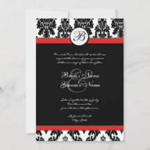 Invitation de Black White Red Mariage damassé